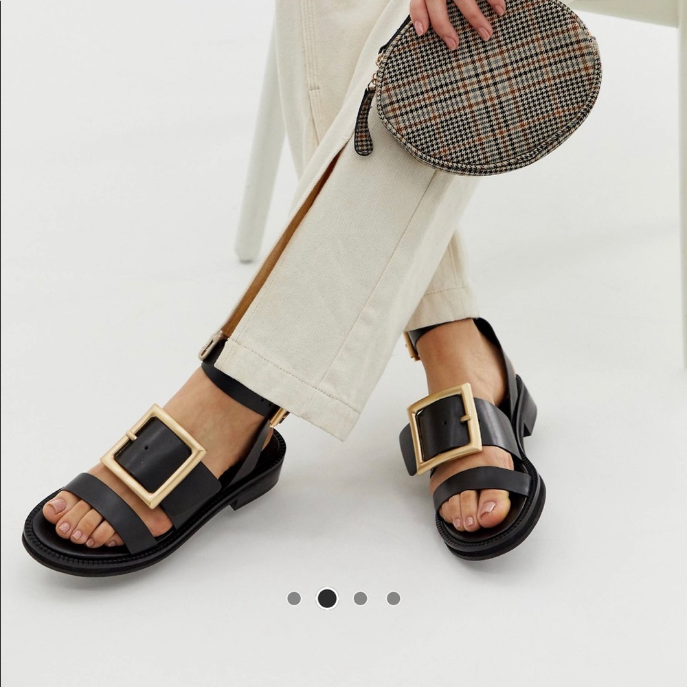 Asos Design forever premium leather flat sandals